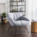 Factory cheap leisure lazy grey fabric chair living room set metal frame sofa chair design